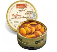 LOS PEPERETES Moules marinées 12 - 14 pièces 120 g | Moule galicien Premium | Fabrication artisanale | Conserve gourmet avec marinage traditionnelle | Produit 100 % naturel