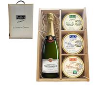 LOS PEPERETES Pack Gourmet avec Champagne Taittinger | Coques × 2 · Couteaux × 2 · Moules marinées × 2 | Sélection Épicerie Galicienne