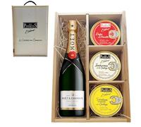 LOS PEPERETES Pack Gourmet + Champagne Français Brut | Poulpe au Paprika × 2 · Zamburiñas × 2 · Sardines à la Galicienne × 2 | Conserves Premium de Fruits de mer Galicien | Cadeau délicat