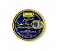 LOS PEPERETES Sardines à l’huile d’olive 120 g | Petites sardines gourmet | Conserve artisanale à l’huile d’olive vierge extra | Poisson bleu atlantique | Produit naturel