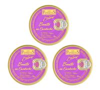 LOS PEPERETES x3 Boîte Bonite en escabèche 120 g | Conserve gourmande de Galice | Bonite atlantique en sauce escabèche | Élaboration artisanale | Goût traditionnel de Galice