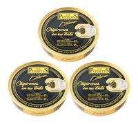 LOS PEPERETES x3 Boîte Chipirons dans leur encre 120 g | Fruits de mer gourmets de Galice | Conserve artisanale