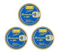 LOS PEPERETES x3 Boîte Coques à l’ail 120 g | Fruits de mer gourmets de Galice | Élaboration artisanale | Conserve premium à l’huile d’olive | Goût traditionnel de Galice