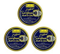 LOS PEPERETES x3 Boîte Sardines à l’huile d’olive 120 g | Petites sardines gourmet | Conserve artisanale à l’huile d’olive vierge extra | Poisson bleu atlantique | Produit naturel