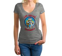 Los Pollos Restaurant Hermanos Bad Breaking Chemise Femme col V Gris Size XL
