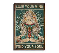 Lose Your Mind Find Your Soul Hippie Soul Impression pour fille de yoga vintage Hippopoe Peace Poster coloré Art sur toile et art mural Impression moderne Famille Chambre 30,5 x 45,7 cm
