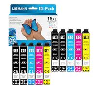 LOSMANN 16XL Cartouches d'encre compatibles pour Epson 16 XL pour Workforce WF-2760 WF-2630 WF-2510 WF-2660 WF-2750 WF-2650 WF-2540 WF-2530 WF-2520 WF-2010 (Noir, Cyan, Magenta, Jaune, 10-Pack)