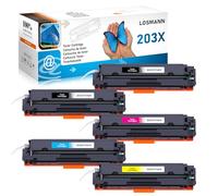 LOSMANN 203X Toner Compatible pour HP 203X 203A CF540X CF541X CF542X CF543X pour HP Color Laserjet Pro MFP M281fdw M281fdn M281cdw M280nw M254dw M254nw M254dn (Noir Cyan Jaune Magenta, 5-Pack)