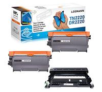 LOSMANN 2X Toner & 1x Tambour Compatible pour Brother TN2220 TN2010 DR2200 pour Brother DCP-7055 DCP-7055W DCP-7057 DCP-7060D DCP-7060N DCP-7065DN DCP-7070DW, FAX-2840, HL-2130 HL-2132 HL-2135W