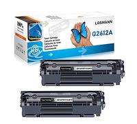 LOSMANN 2x Toner compatible pour Q2612A 12A FX9 FX10 CAN703 pour HP Laserjet 1010 1012 1015 1018 1020 1022 1022N 1022NW 3015 3015AIO 3020 3020AIO 3030 3030AIO 3050 3050Z 3052 3055 M1005MFP M1319FMFP