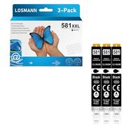 LOSMANN 3X Noir Cartouche d'encre Compatibles pour Canon CLI-581 XXL BK pour Pixma TS6350 TS6150 TS8150 TS8250 TS6250 TS705 TS705a TS8151 TS6151 TS8152 TS8300 TS9150 TS9155 TS9550 TR7550 TR8550