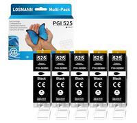 LOSMANN Cartouches d'encre compatibles pour Canon PGI-525 BK pour Pixma MG5250 MG5300 MG5340 MG5350 MG6250 MG8150 MG8250 MX885 MX895 IP4840 IP4850 IP4900 MG5140 MG5150 MG5240 MX710 MX715 (5 Noir)