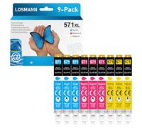 LOSMANN Cartouches d'encre compatibles pour Canon PGI-570 XL CLI-571 XL pour Pixma PIXMA TS5050 MG5700 MG5750 TS5055 MG6850 MG5753 MG6852 TS5051 TS6051 MG5751 MG6853 TS6050 TS5053 TS6052 (9-Pack)
