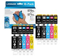 LOSMANN Cartouches d'encre compatibles pour Canon PGI-570 XL CLI-571 XL pour Pixma PIXMA TS5050 MG5700 MG5750 TS5055 MG6850 MG5753 MG6852 TS5051 TS6051 MG5751 MG6853 TS6050 TS5053 TS6052 (10-Pack)
