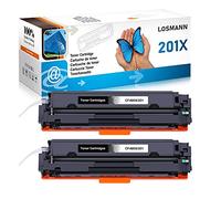 LOSMANN Toner Cartouche de Toner de Remplacement pour HP 201X CF400X CF401X CF402X CF403X pour HP Color Laserjet Pro MFP M277dw M252dw M277n M252n M274n M277c6 M277 M252 ( 2 x Noir )