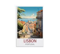 LOSNABO Poster de voyage vintage Lisbonne, Portugal, 20 x 30 cm, poster mural sur toile et image d'art moderne pour décoration d'intérieur, chambre à coucher