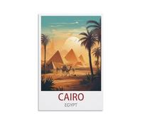 LOSNABO Poster de voyage vintage sur toile du Caire Egypte 20 x 30 cm