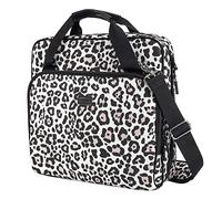 Losong Classeur à fermeture éclair à 3 anneaux de 5,1 cm avec bandoulière, capacité de 500 feuilles et plusieurs poches pour l'école et le bureau, compatible avec MacBook/tablette de 13" (motif léopard breveté)