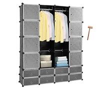 Lospitch 16 cubes à monter soi-même, penderie ouverte en plastique, avec portes, 180 x 142 x 37 cm