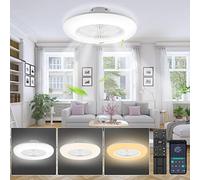 Lospitch 80W Ventilateur de plafond avec éclairage, 6 vitesses, plafonnier LED à intensité variable, télécommande et APP, mode été/hiver, 3000-6500K (Ø 55CM)