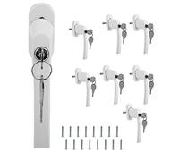 Lospitch 8x Poignée de fenêtre verrouillable - Poignée avec serrure aluminium - Sécurité enfant - Longueur tige 35 mm - Serrure en Blanc