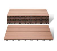 Lospitch Dalles de terrasse WPC 30 x 60 cm - Lot de 12 dalles en bois pour 2 m² - Aspect bois - Pour jardin, balcon, terrasse - Avec système de drainage et de clic…