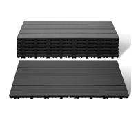 Lospitch Dalles de terrasse WPC 30 x 60 cm - Lot de 6 dalles pour 1 m² - Aspect bois - Pour jardin, balcon - Avec drainage et système à clic