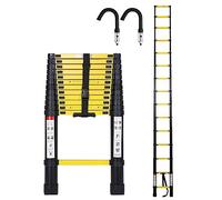 Lospitch Échelle télescopique avec crochet amovible - 3,8 m - Échelle extensible en aluminium - Multifonction - Charge maximale : 150 kg - Noir et jaune