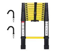 Lospitch Échelle télescopique en Aluminium de 3,2 m, échelle Polyvalente avec Crochet détachable, capacité de Charge de 150 kg, échelle Pliante Portable pour Jardin intérieur extérieur, Noir Jaune