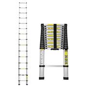 Lospitch Échelle télescopique Pliable en Aluminium 4,4 m avec mécanisme de Verrouillage à Ressort - Charge maximale : 150 kg - pour Maison, Grenier, Jardin, Argent, 4.4m