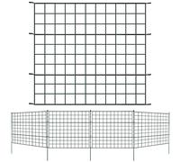 Lospitch Kit de clôture de bassin, clôture de jardin, étang avec éléments de clôture et barres de fixation, clôture en métal vert, enclos extérieurs, enclos pour animaux (10 x droits)
