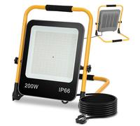 Lospitch LED Projecteur de chantier 200W, Projecteur de travail 6000k Blanc froid, 18000LM Lampe de construction, Lampe de travail, Etanche IP66, pour l'atelier, le garage (câble 3M avec prise)
