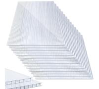 Lospitch Lot de 14 plaques alvéolaires en polycarbonate - 1210 x 605 mm - 10,25 m² - Double paroi - Pour serre, jardin