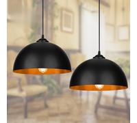 Lospitch Lot de 2 lampes suspendues rétro en métal - Culot E27 pour max. 60 W - Diamètre : 30 cm - Sans ampoule - Pour salon, salle à manger, cave, bar