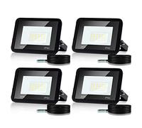 Lospitch Lot de 4 20W Projecteur LED Extérieur, Super Lumineux 1700LM Blanc Chaud 3000K Spot LED Extérieur, IP66 étanche Éclairage LED pour Patio, Garage, Jardin, Usine (sans prise)