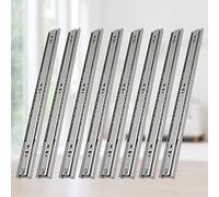 Lospitch Lot de 4 paires (8 pièces) de glissières de tiroir, à extension complète, 400 mm, glissières à billes, arrêt automatique, avec capacité de charge de 35 kg