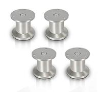 Lospitch Lot de 4 Pieds de Meuble en Aluminium - Hauteur : 60 mm - Charge maximale : 250 kg - Pieds Ronds - Pieds de Meuble - Pieds de Table - Pieds de canapé - Hauteur réglable : 15 mm