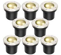Lospitch Lot de 8 spots de sol, éclairage de sol rond à LED 3 W, éclairage de jardin extérieur étanche IP65 pour allée de balcon de jardin (blanc chaud)