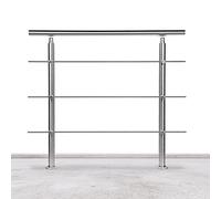 Lospitch Main courante en acier inoxydable pour balcon escalier parapet avec/sans entretoises transversales (150cm, 3 barres transversales)