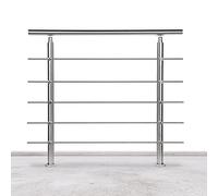 Lospitch Main courante en acier inoxydable pour balcon escalier parapet avec/sans entretoises transversales (120cm, 5 barres transversales)