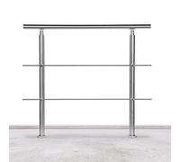 Lospitch Main courante en acier inoxydable pour balcon escalier parapet avec/sans entretoises transversales (150cm, 2 barres transversales)