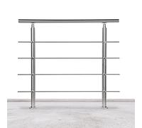 Lospitch Main courante en acier inoxydable pour balcon escalier parapet avec/sans entretoises transversales (160cm, 4 barres transversales)
