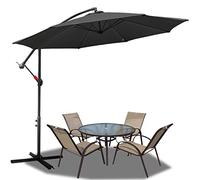 Lospitch Parasol déporté en aluminium avec manivelle, protection UV et imperméable, parasol de jardin, gris, Ø350cm