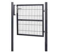 Lospitch Portillon de Jardin, 100x100cm Anthracite Portillon grillagé en Acier galvanisé Maille, avec Poignée, Serrure, 3 Clés, Facile à Installer, Porte de clôture Maison Treillis métallique