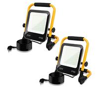 Lospitch Projecteur de chantier LED 50W 2x, Projecteur de travail LED 5100LM, IP66 étanche, Projecteur de travail portable 6000K blanc froid Lampe de chantier, câble 3M, pour atelier garage