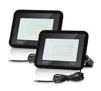 Lospitch Projecteur LED 30W Blanc Froid Extérieur IP66 Étanche, 2PCS 2550LM 6000K d'Éclairage de Sécurité Puissant, pour Entrée Patio (Sans Prise)