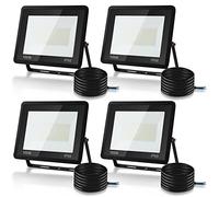Lospitch Projecteur LED Extérieur 100W, Lot de 4 Spot LED Extérieur IP66 Étanche, 8500LM Superlumineux Spot Exterieur Floodlight 3000K Blanc Chaud, pour Cour, allées (sans prise)