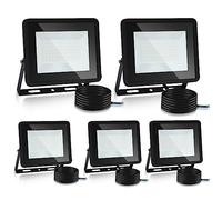 Lospitch Projecteur LED Extérieur 100W, Lot de 5 Spot LED Extérieur IP66 Étanche, 8500LM Superlumineux Spot Exterieur Floodlight 3000K Blanc Chaud, pour Cour, allées (sans prise)