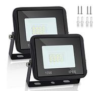Lospitch Projecteur LED Extérieur, 2 Pièce 10W Blanc Chaud 900LM Superlumineux Spot LED 3000K d'éclairage de sécurité, IP66 Imperméable Eclairage Exterieur pour Cour, allées(sans prise)