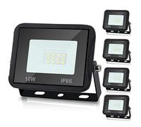 Lospitch Projecteur LED Extérieur, 5 Pièce 10W Blanc Froid 900LM Superlumineux Spot LED 6000K d'éclairage de sécurité, IP66 Imperméable Eclairage Exterieur pour Cour, allées(sans prise)